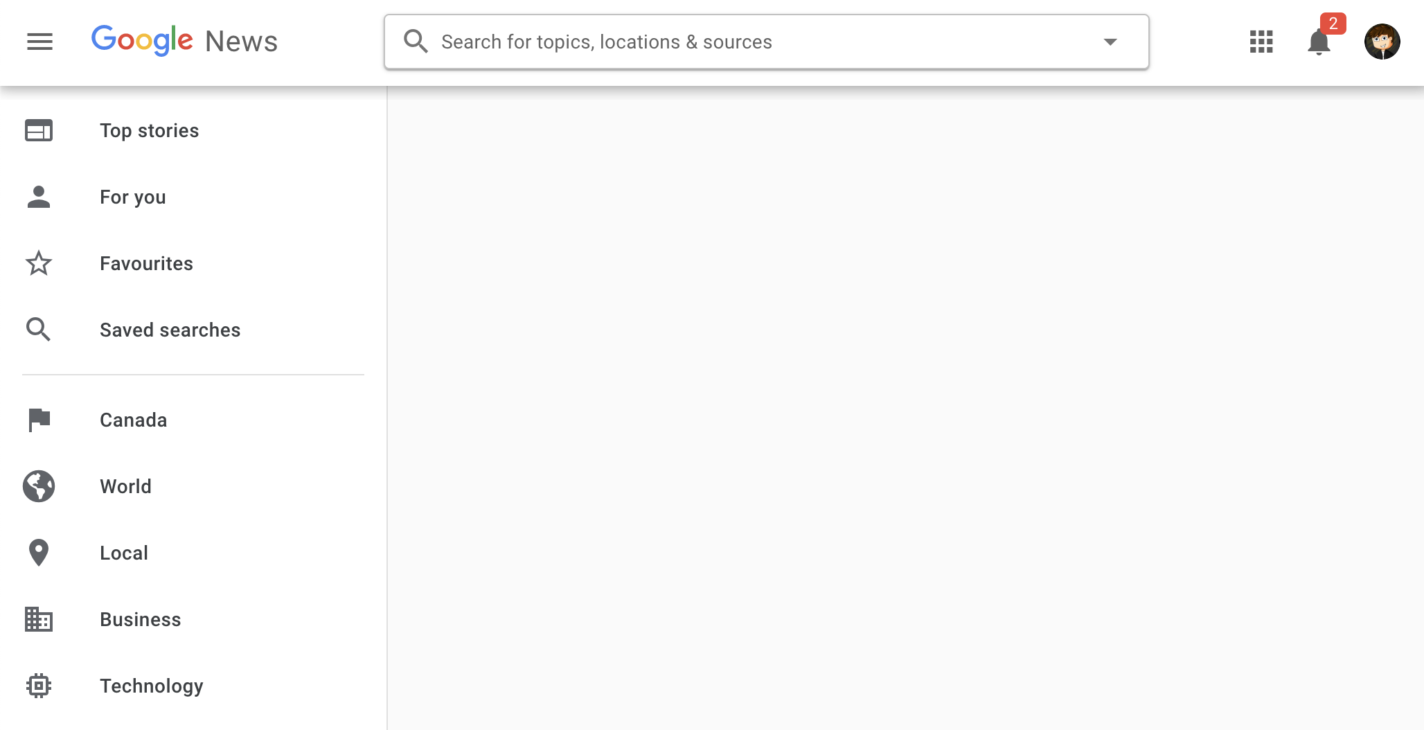 Google News layout screenshot