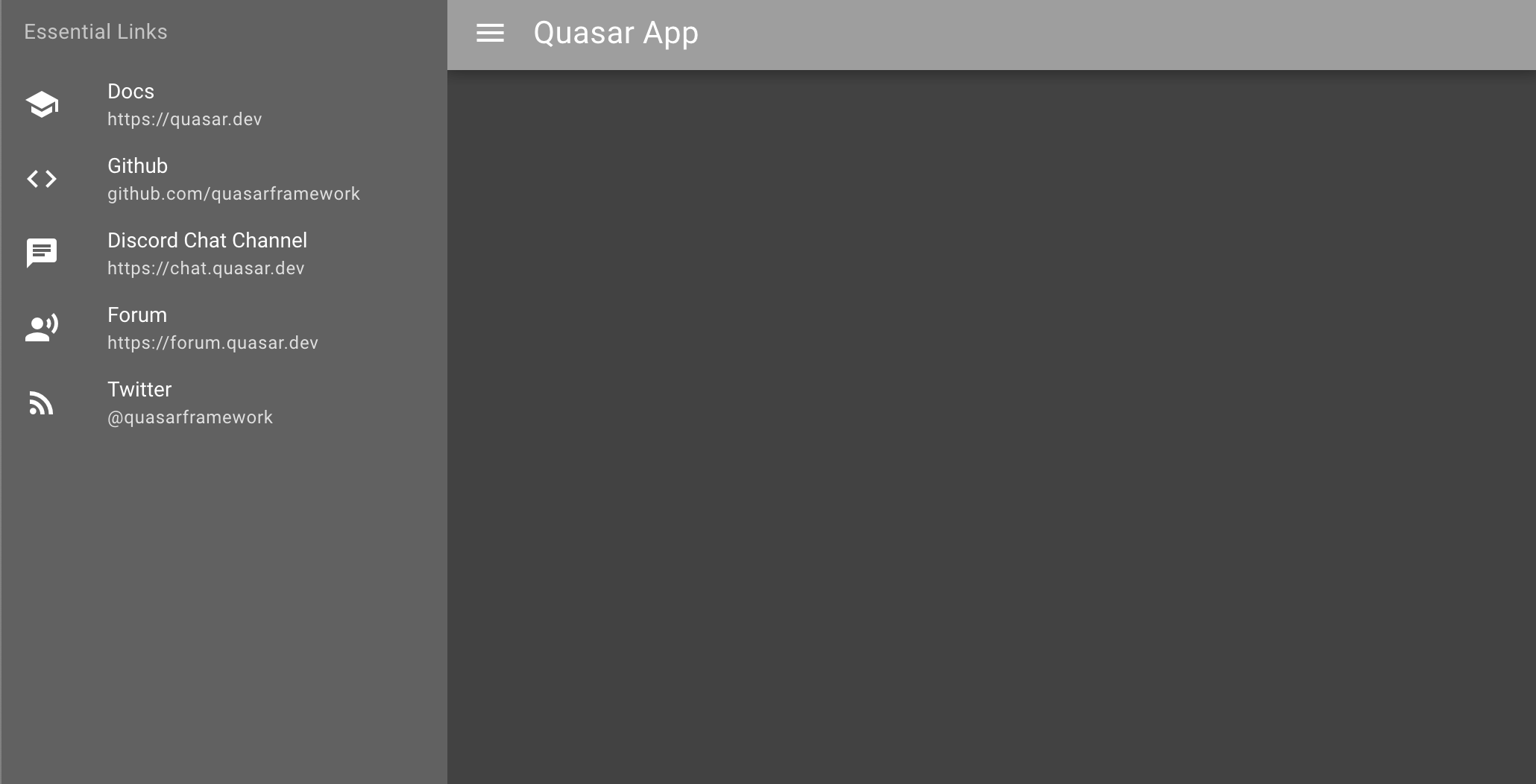 Quasar Classic (Dark) layout screenshot