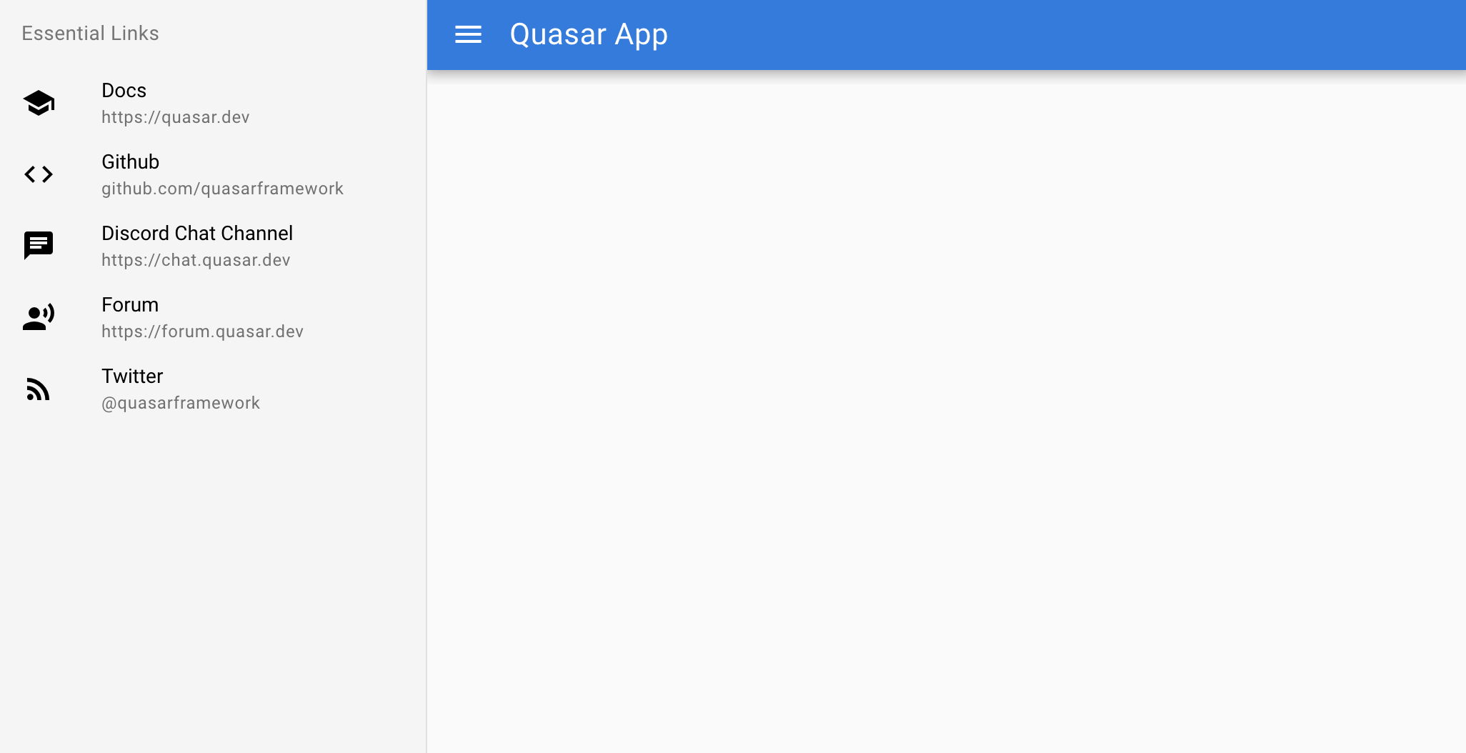 Quasar Classic layout screenshot